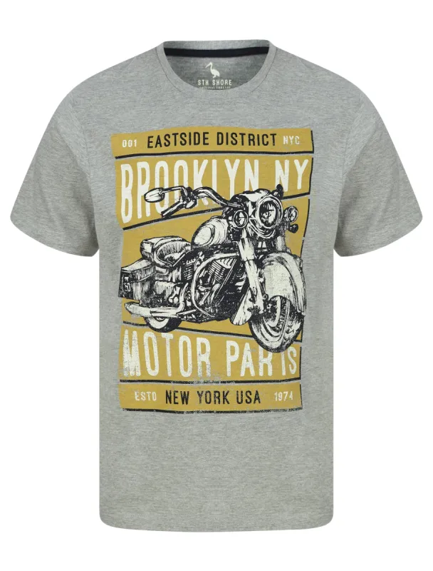 Eastside Motif Cotton Jersey T-Shirt in Light Grey Marl - South Shore sold by Tokyo Laundry