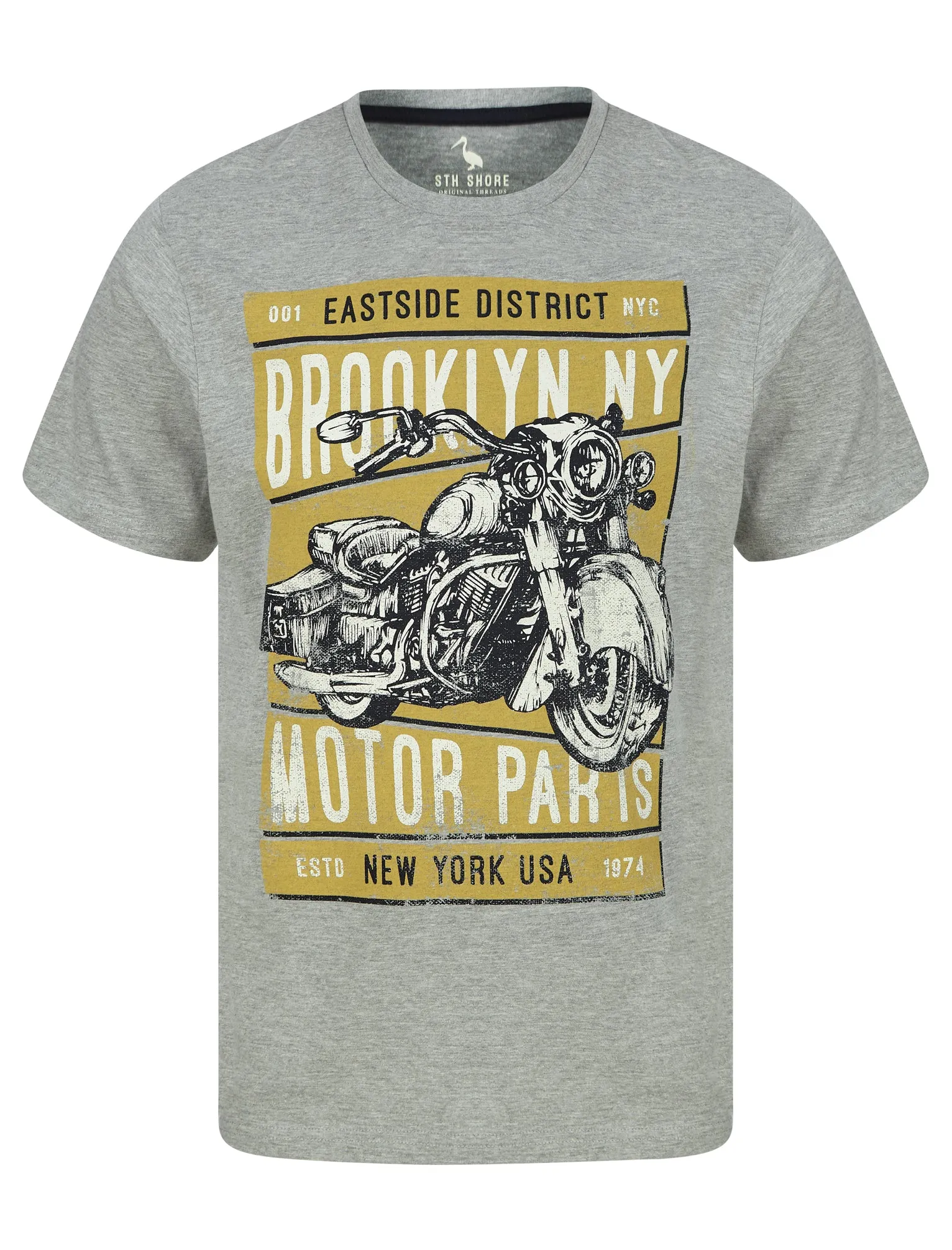 Eastside Motif Cotton Jersey T-Shirt in Light Grey Marl - South Shore sold by Tokyo Laundry