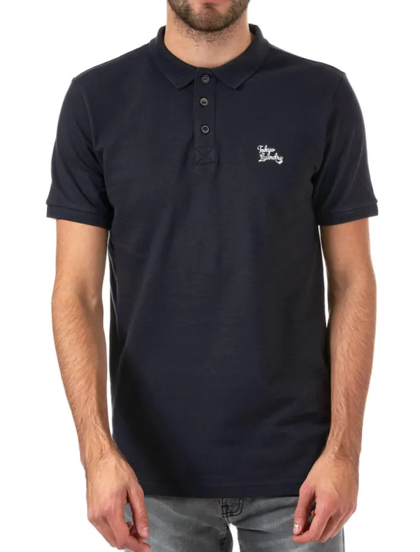 Kuusamo Cotton Pique Polo Shirt In Mood Indigo Marl - Tokyo Laundry sold by Tokyo Laundry