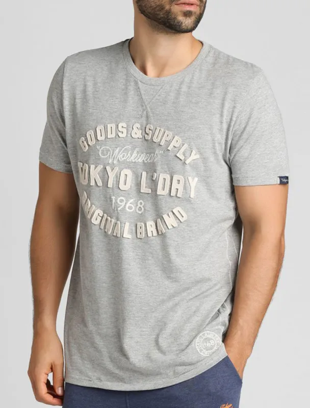Williamson Applique Cotton T-Shirt In Light Grey Marl - Tokyo Laundry sold by Tokyo Laundry