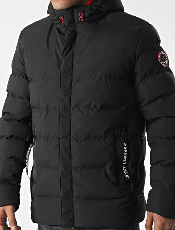 Chappin Quilted Puffer Coat with Hood In Jet Black - Tokyo Laundry sold by Tokyo Laundry