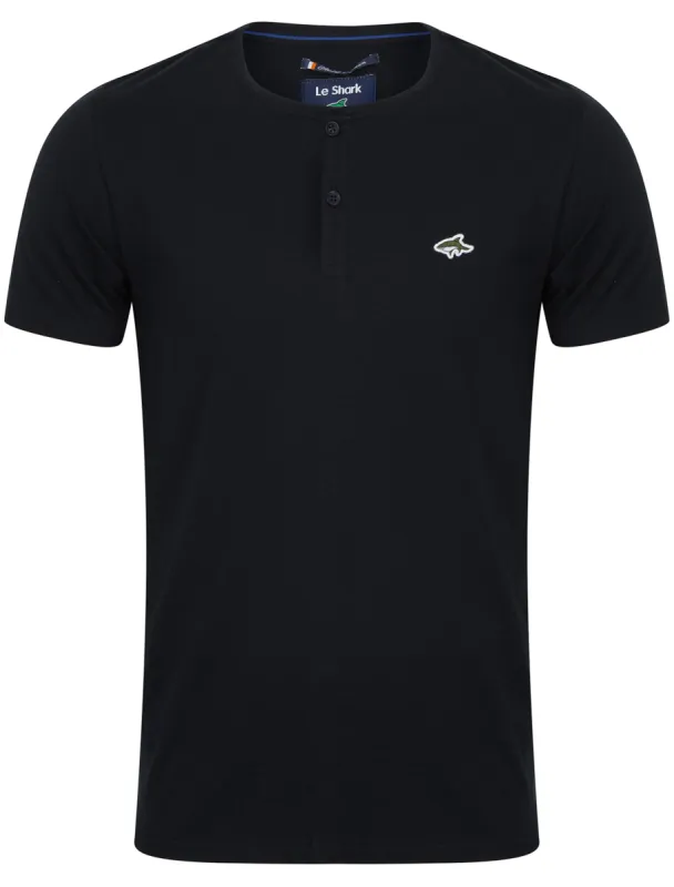 Glengall Short Sleeve Henley Neck Cotton T-Shirt in True Navy - Le Shark sold by Tokyo Laundry
