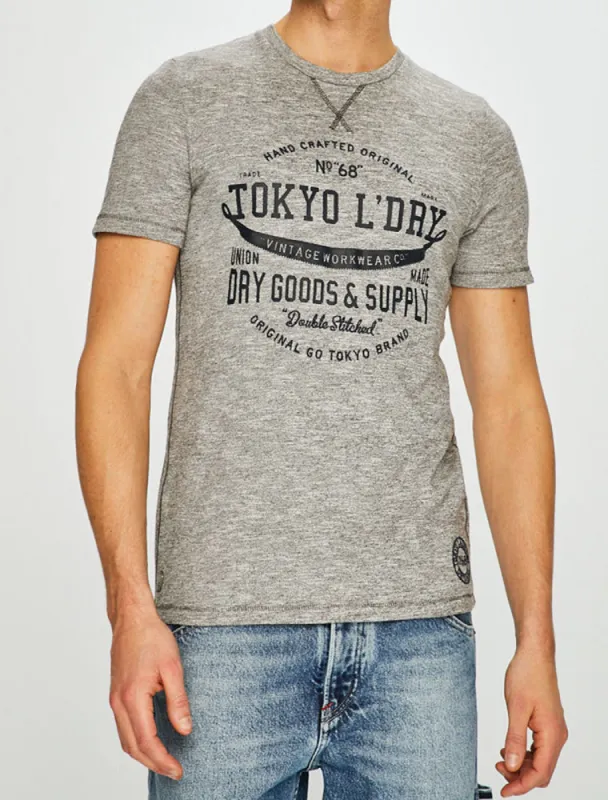 Woodcutter Grindle Cotton Jersey T-Shirt In Charcoal / Ivory - Tokyo Laundry made by Tokyo Laundry