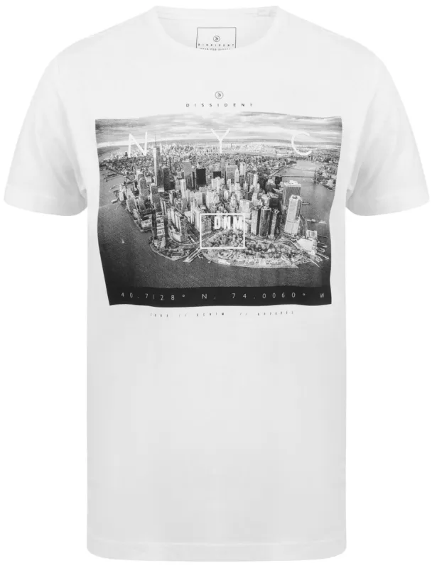 Lori NYC Skyscraper Motif Cotton Jersey T-Shirt In Optic White - Dissident sold by Tokyo Laundry