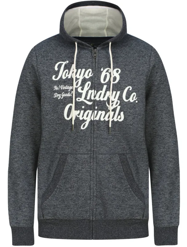 Whitewood Motif Zip Through Fleece Hoodie In Sky Captain Navy Siro - Tokyo Laundry sold by Tokyo Laundry