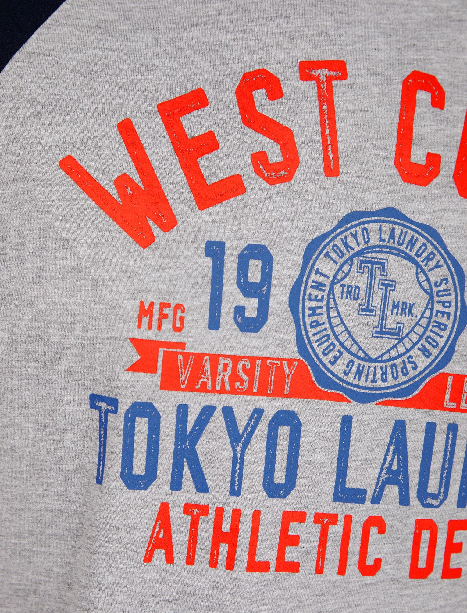 Dewalt Baseball Style Raglan Sleeve Cotton Jersey Crew Neck T-Shirt in Maritime Blue - Tokyo Laundry sold by Tokyo Laundry product image thumbnail 3