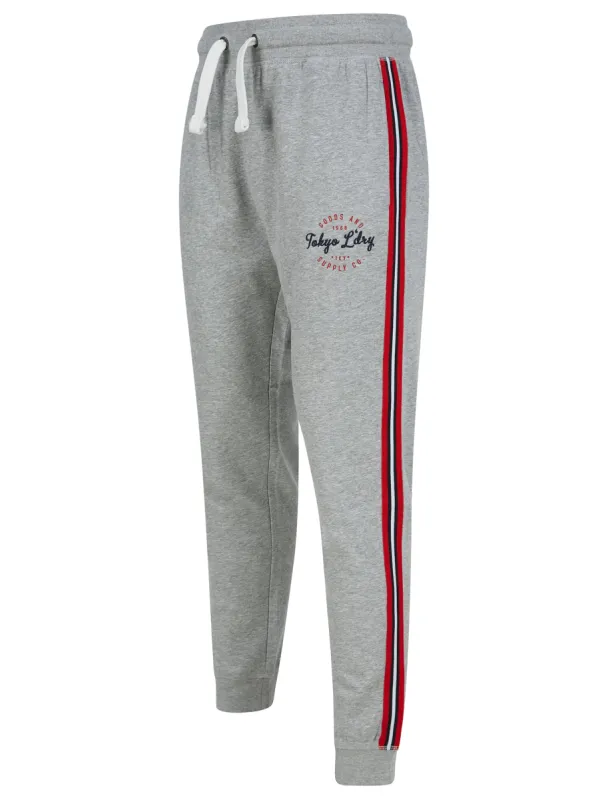 Taper Cuffed Joggers with Tape Detail in Light Grey Marl - Tokyo Laundry sold by Tokyo Laundry