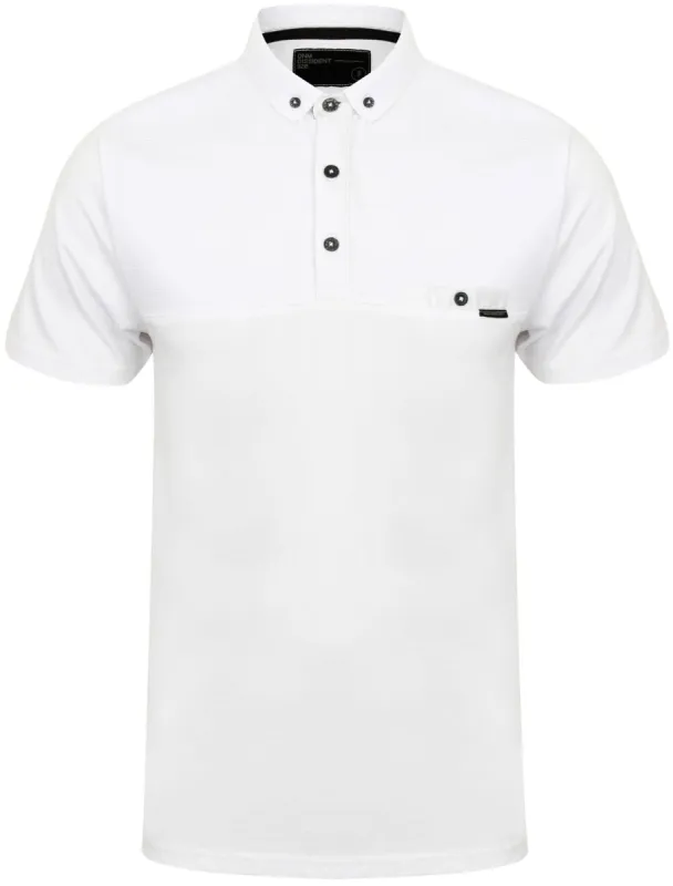 Dunloe Ottoman Stripe Polo Shirt in Optic White -  Dissident sold by Tokyo Laundry