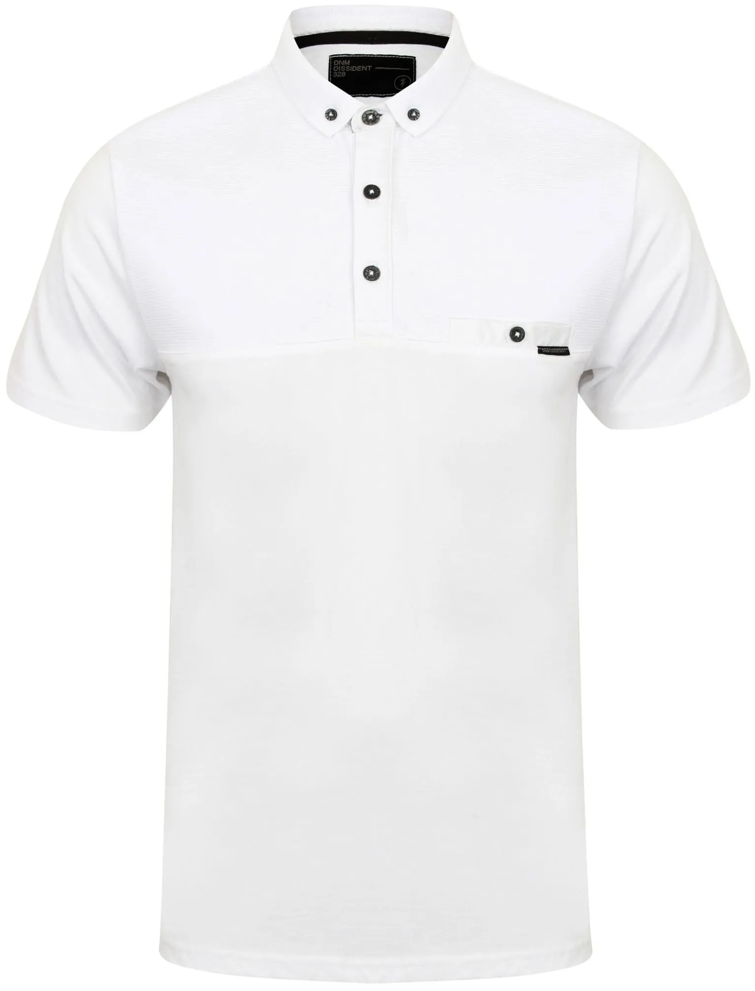 Dunloe Ottoman Stripe Polo Shirt in Optic White - Dissident sold by Tokyo Laundry