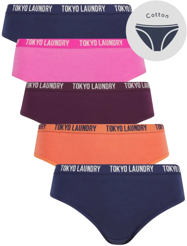 Molly Anne (5 Pack) Cotton Assorted Briefs in Peacoat Blue / Phlox Pink / Potent Purple / Ginger - Tokyo Laundry sold by Tokyo Laundry