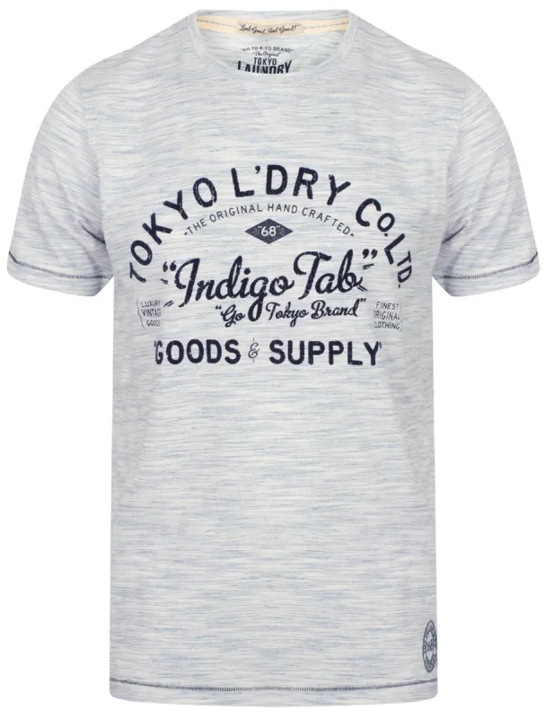 Prestonburg Flocked Motif Cotton Jersey T-Shirt In Vintage Indigo - Tokyo Laundry sold by Tokyo Laundry