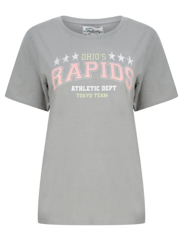 Rapids Motif Cotton Jersey T-Shirt in Griffin Grey - Tokyo Laundry sold by Tokyo Laundry