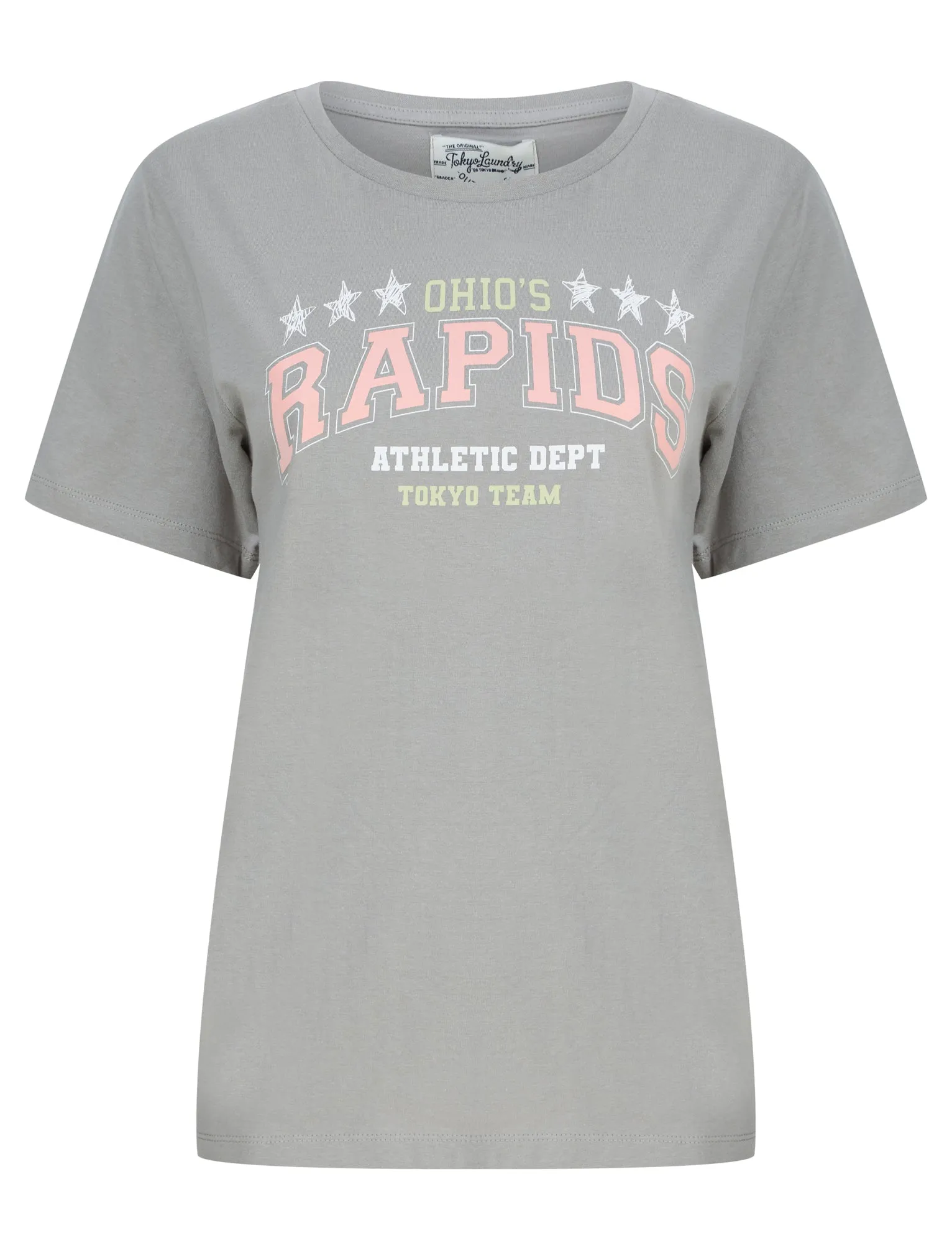 Rapids Motif Cotton Jersey T-Shirt in Griffin Grey - Tokyo Laundry sold by Tokyo Laundry