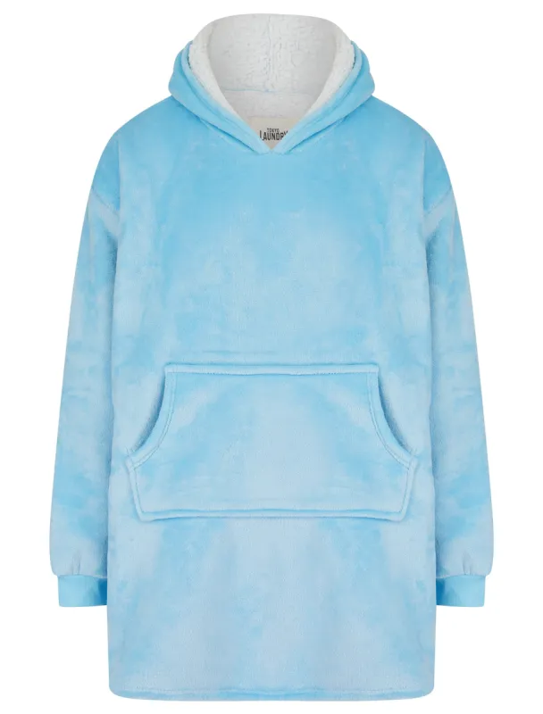 Adult Snuggling Soft Fleece Borg Lined Oversized Hooded Blanket with Pocket in Blue Bell - Tokyo Laundry sold by Tokyo Laundry