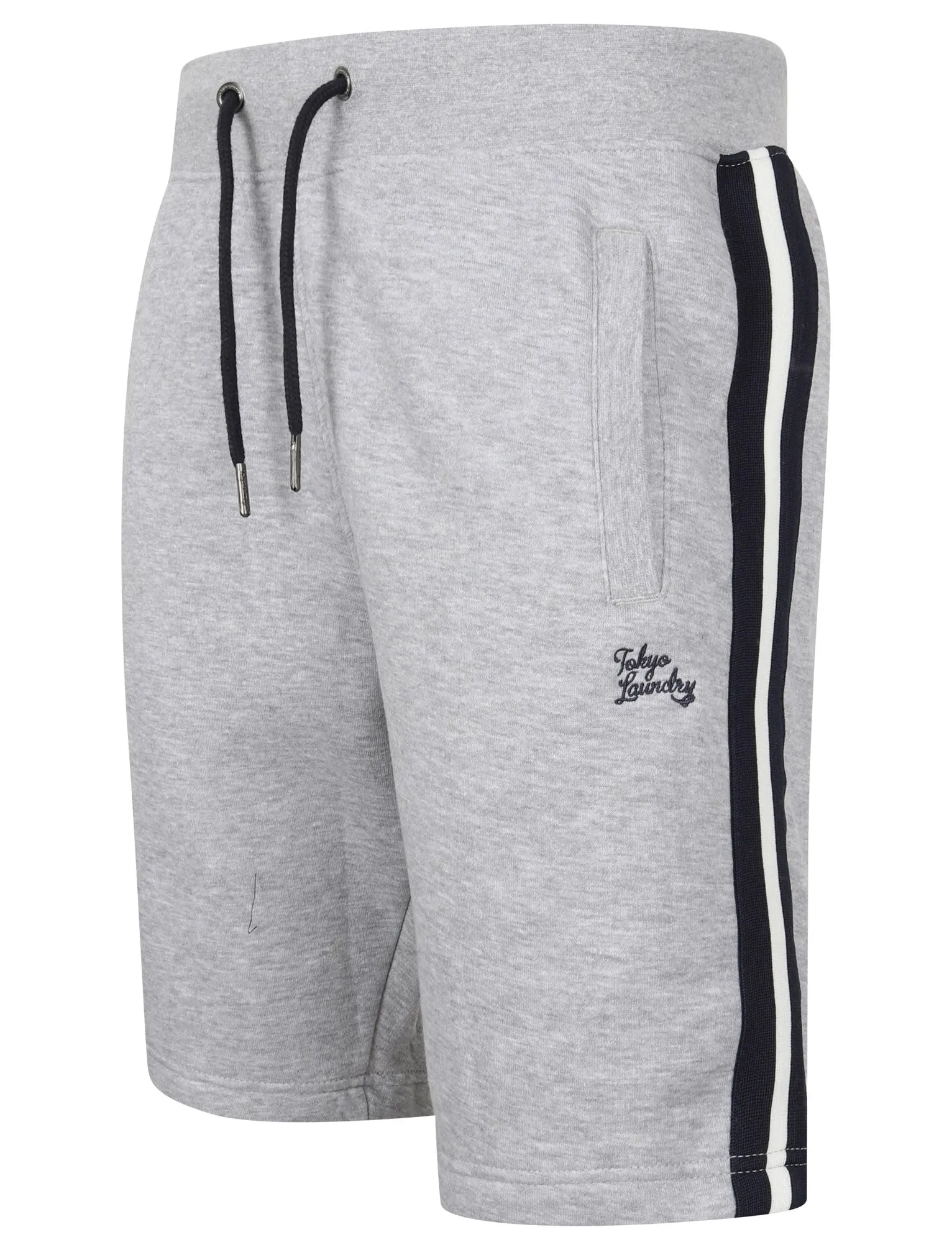 Winfield Cove Jogger Shorts with Side Tape Detail In Light Grey Marl - Tokyo Laundry sold by Tokyo Laundry