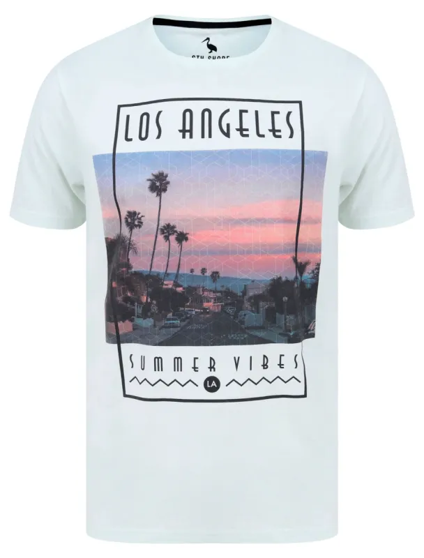 LA Summer Vibes Motif Cotton Jersey T-Shirt in Hint Of Mint - South Shore sold by Tokyo Laundry