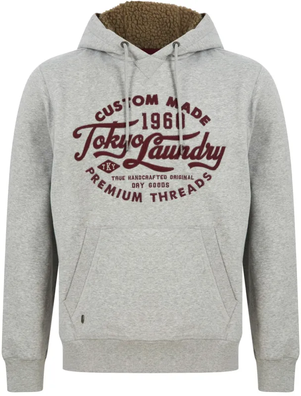 Luthor Fleece Pullover Hoodie with Borg Lined Hood in Light Grey Marl - Tokyo Laundry sold by Tokyo Laundry