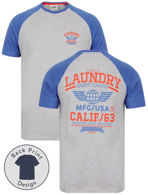 Makita Baseball Style Raglan Sleeve Cotton Jersey Crew Neck T-Shirt in Dazzling Blue - Tokyo Laundry sold by Tokyo Laundry