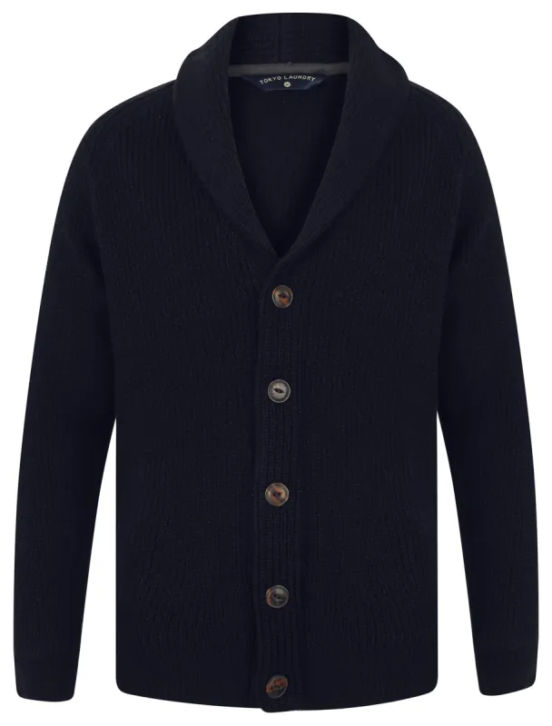 Totnes Soft Knit Shawl Neck Cardigan in Ink - Tokyo Laundry sold by Tokyo Laundry