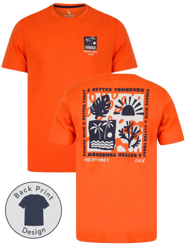 Better Tomorrow Motif Cotton Jersey T-Shirt in Hot Coral - South Shore sold by Tokyo Laundry