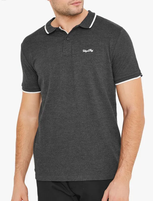 Cafe Racer Polo Shirt In Charcoal Marl - Tokyo Laundry sold by Tokyo Laundry