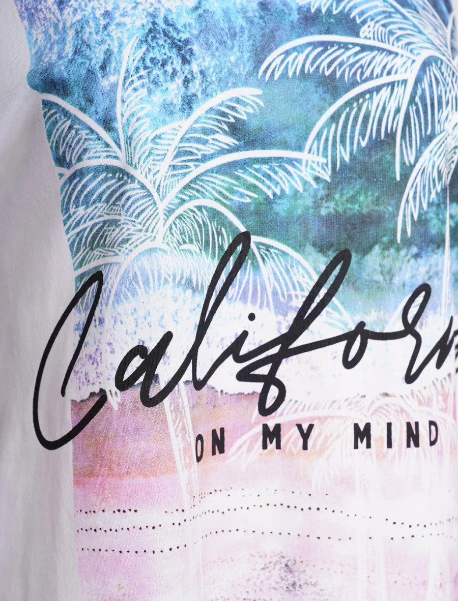 Cali On My Mind Motif Cotton T-Shirt in Optic White - South Shore sold by Tokyo Laundry product image thumbnail 3