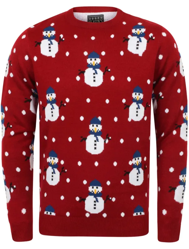 Snowball Novelty Christmas Jumper In Christmas Red - Season's Greetings sold by Tokyo Laundry