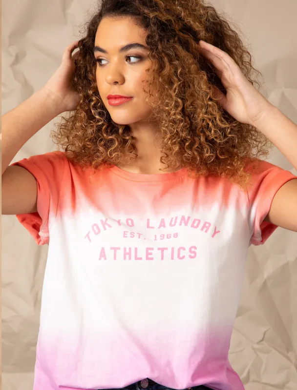 Muro Motif Tie Dye Cotton Jersey T-Shirt in Bright White - Tokyo Laundry sold by Tokyo Laundry