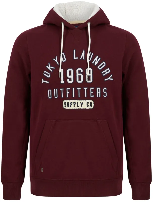 Thought Fleece Pullover Hoodie with Borg Lined Hood in Winetasting - Tokyo Laundry sold by Tokyo Laundry