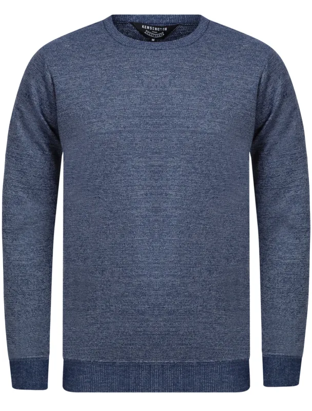 Barney Crew Neck Birdseye Pique Jumper in Blue / White Melange - Kensington Eastside sold by Tokyo Laundry