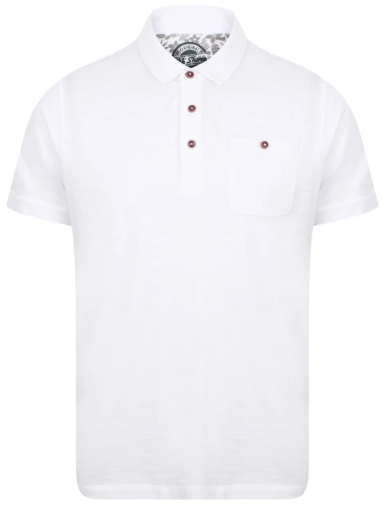 Plata Cotton Jersey Slub Polo Top In Optic White - South Shore sold by Tokyo Laundry