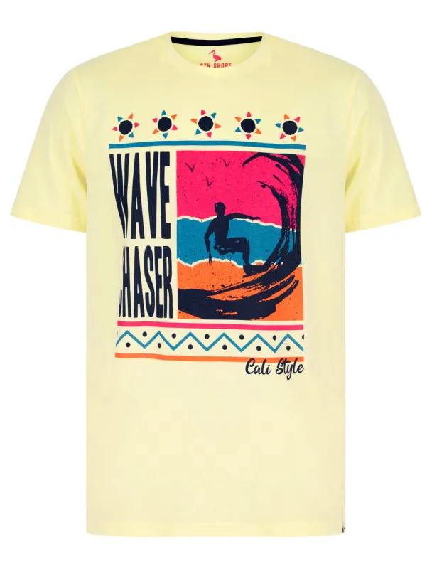 Surf Sil Motif Cotton Jersey T-Shirt in Transparent Yellow - South Shore sold by Tokyo Laundry