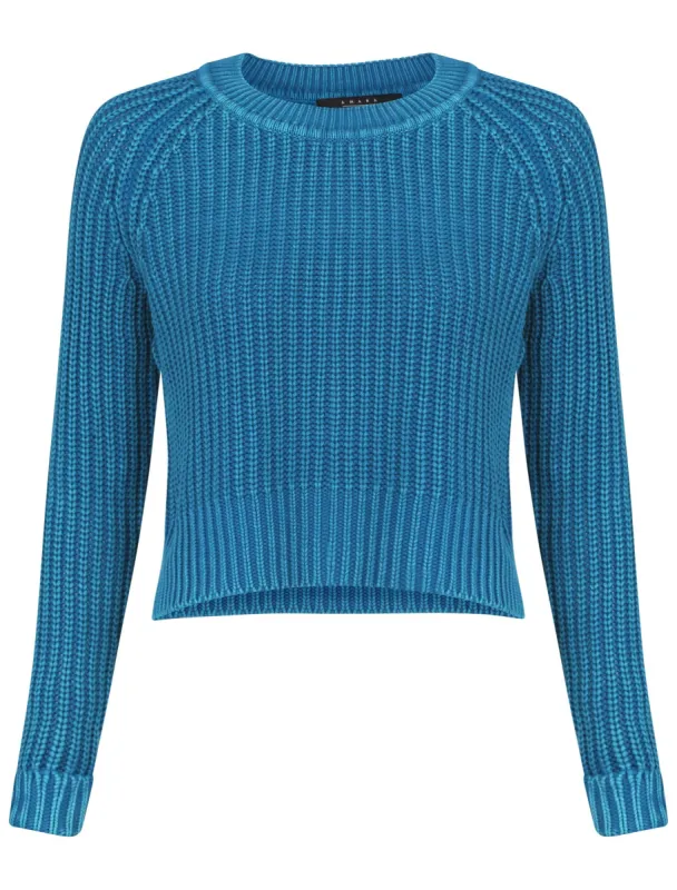 Womens Acid Wash Knitted Jumper in Ocean Depths sold by Tokyo Laundry