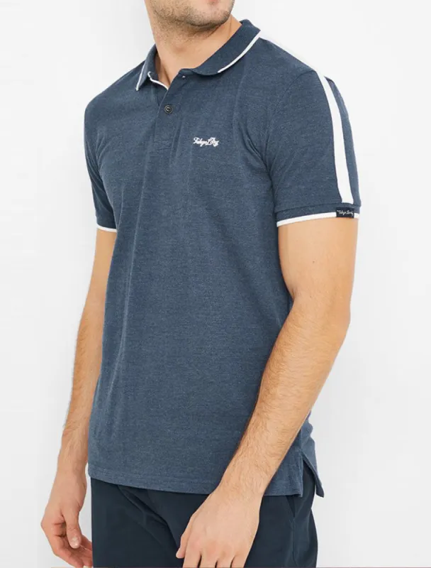 Cafe Racer Polo Shirt In Mood Indigo Marl - Tokyo Laundry sold by Tokyo Laundry