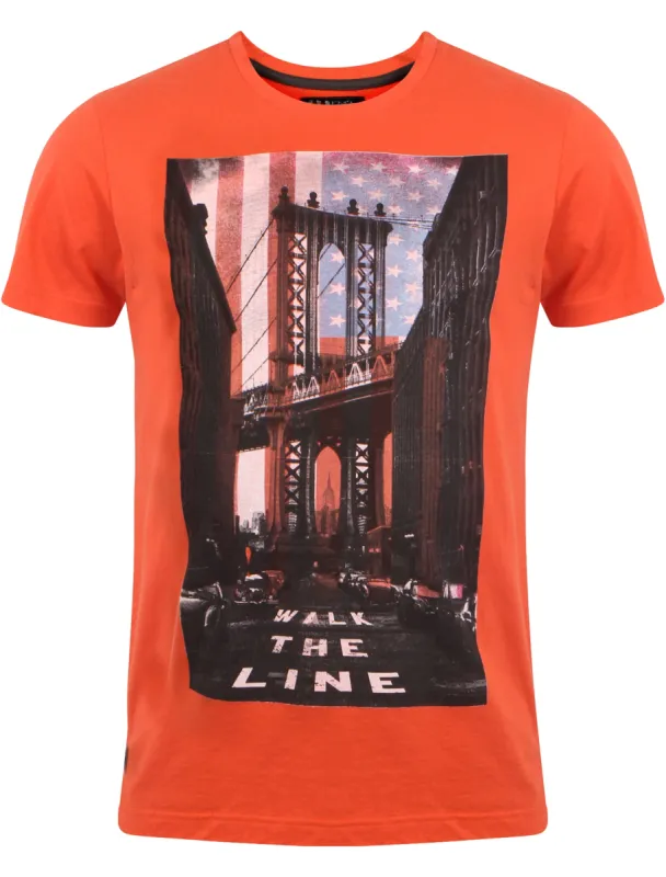 Dissident Walk The Line T-Shirt in Paprika sold by Tokyo Laundry