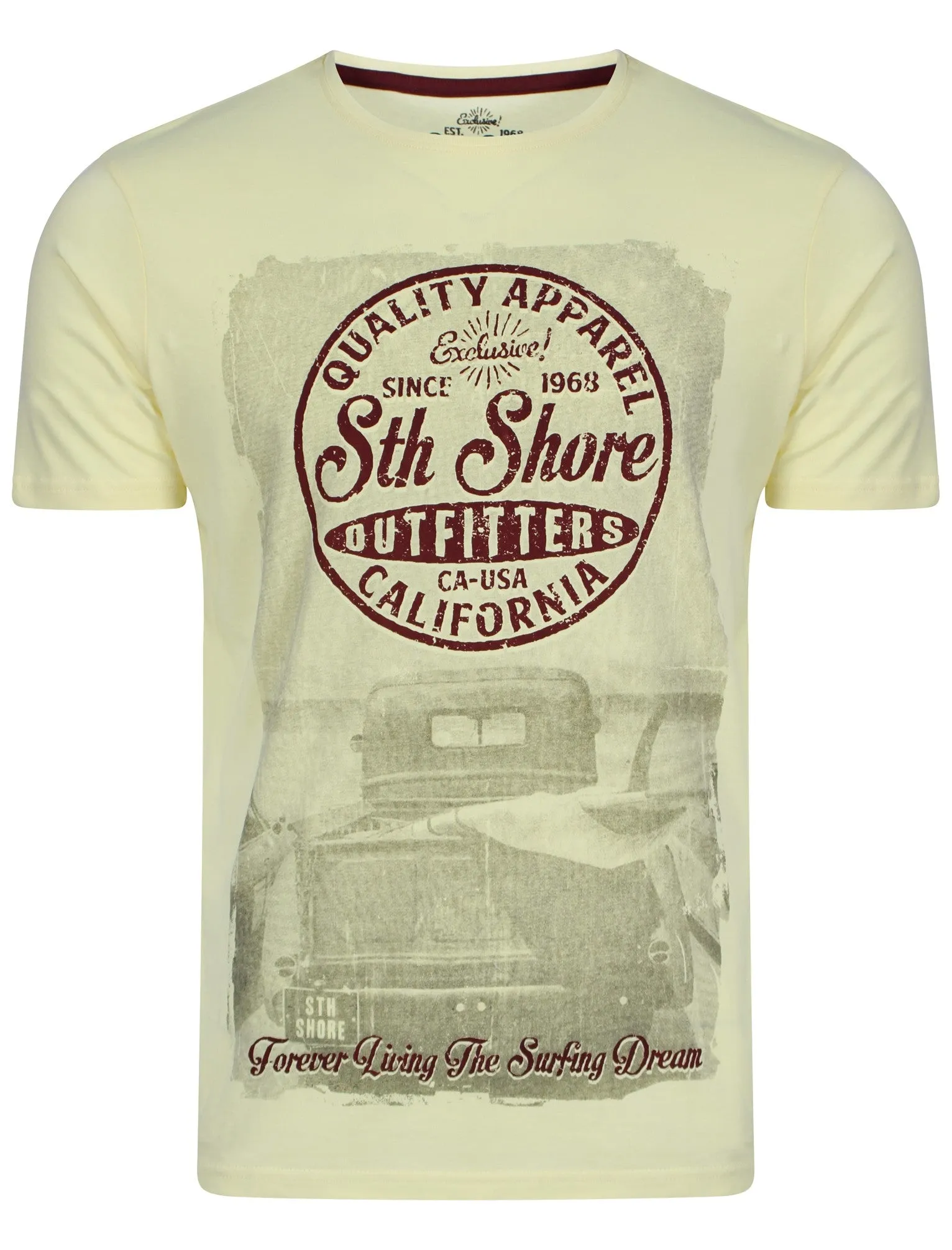 Surfing Dream Print T-Shirt in Pale Yellow - South Shore sold by Tokyo Laundry