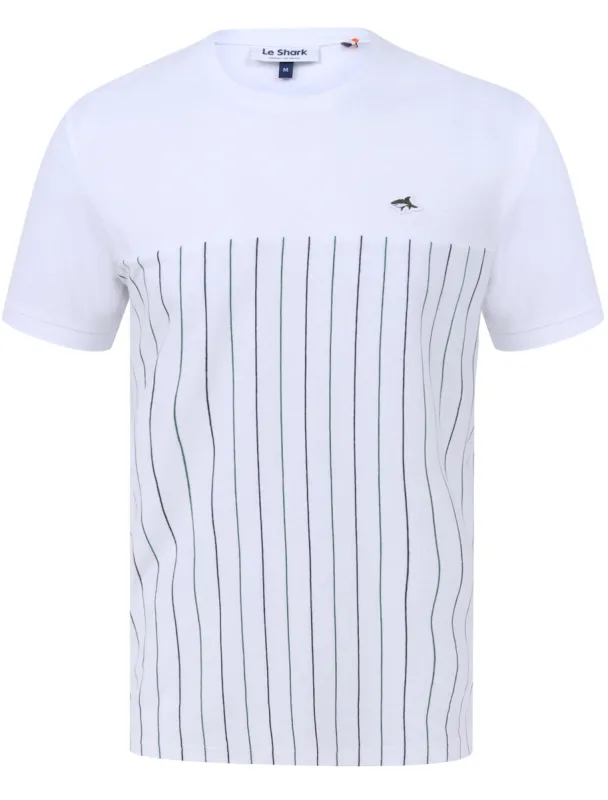 Overhill Pinstripe Cotton Jersey T-Shirt in Bright White - Le Shark sold by Tokyo Laundry