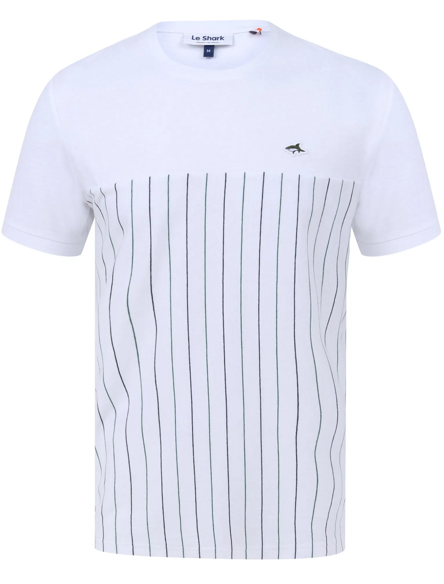 Overhill Pinstripe Cotton Jersey T-Shirt in Bright White - Le Shark sold by Tokyo Laundry