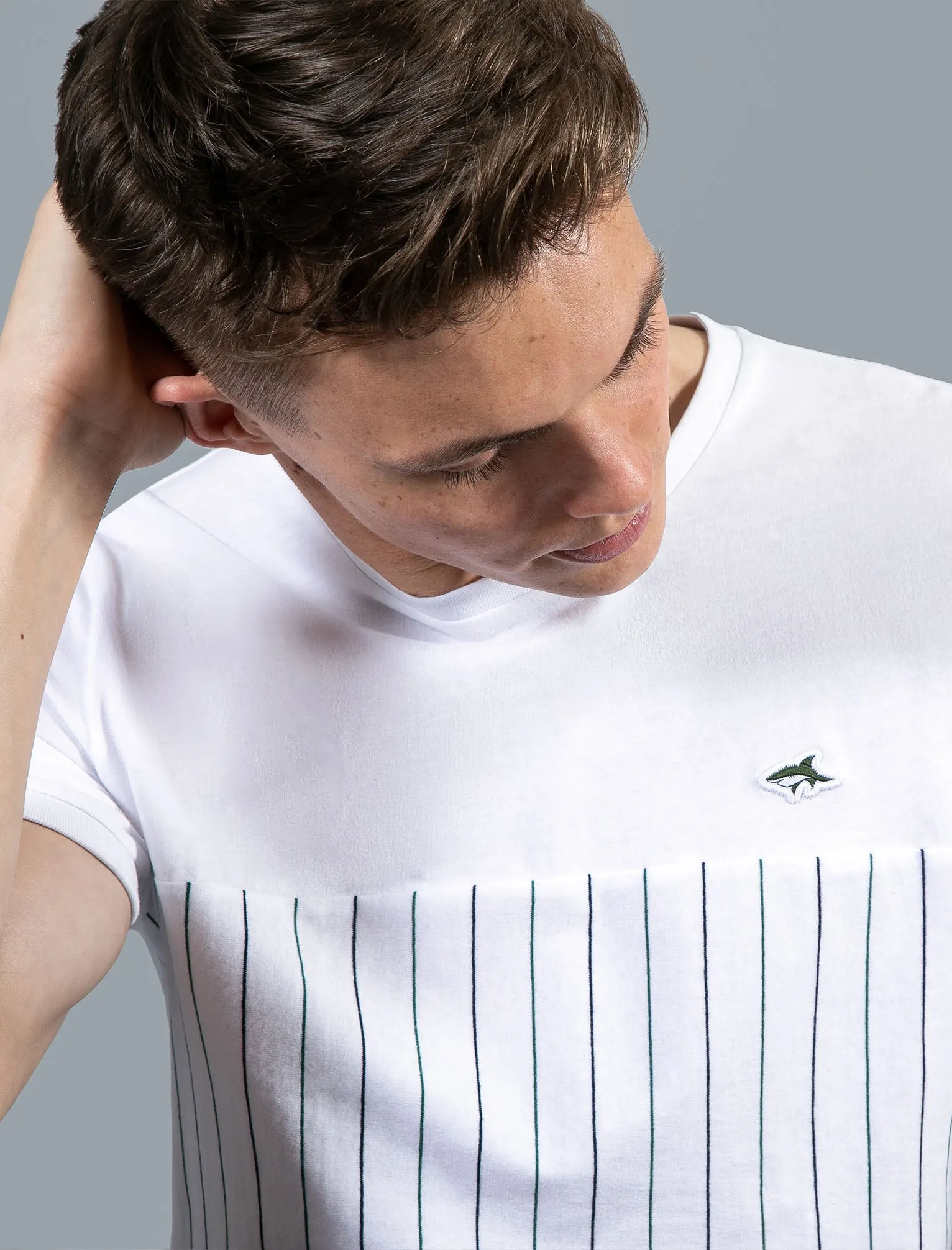 Overhill Pinstripe Cotton Jersey T-Shirt in Bright White - Le Shark sold by Tokyo Laundry product image thumbnail 2