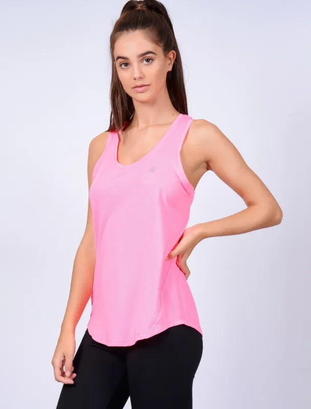 Mancuso 2 Perforated Racer Back Vest Top in Neon Pink - Tokyo Laundry Active sold by Tokyo Laundry