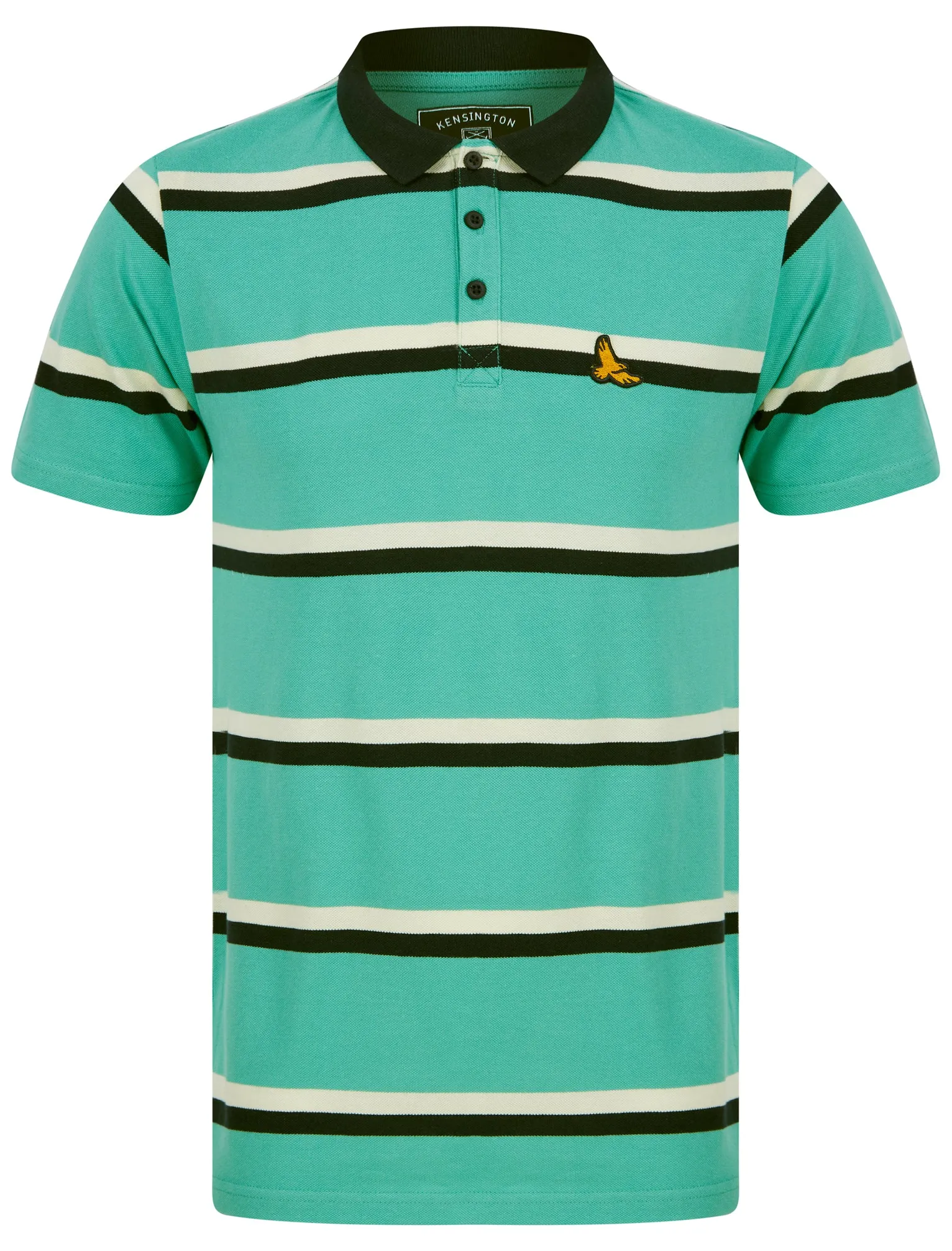 Stockwell Striped Cotton Pique Polo Shirt in Dusty Jade Green - Kensington Eastside sold by Tokyo Laundry