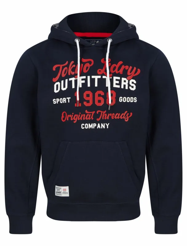 Abatt Motif Brushback Fleece Pullover Hoodie in Sky Captain Navy - Tokyo Laundry sold by Tokyo Laundry