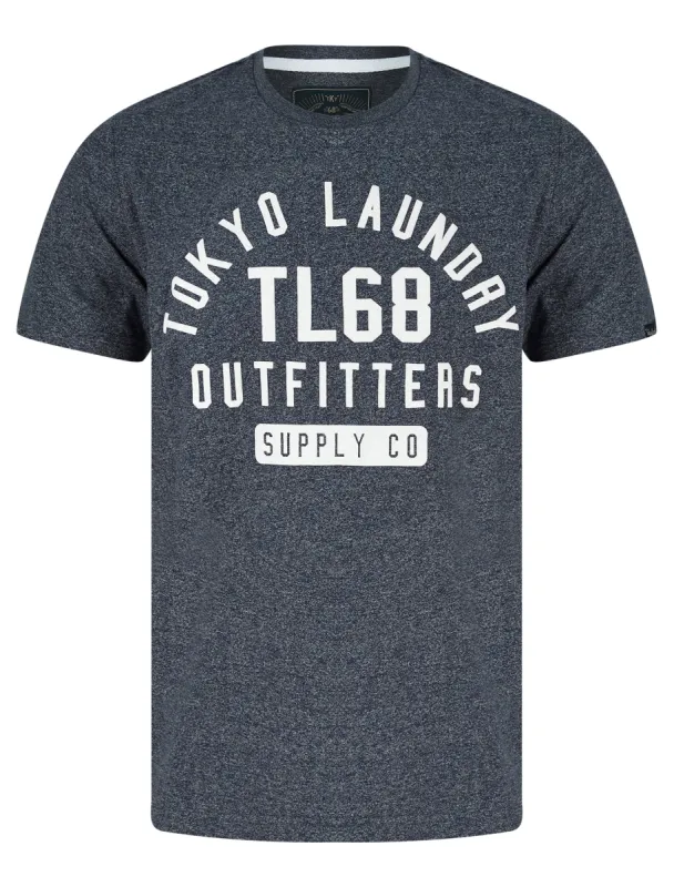 Masking Motif Cotton Jersey Grindle T-Shirt in Navy - Tokyo Laundry sold by Tokyo Laundry