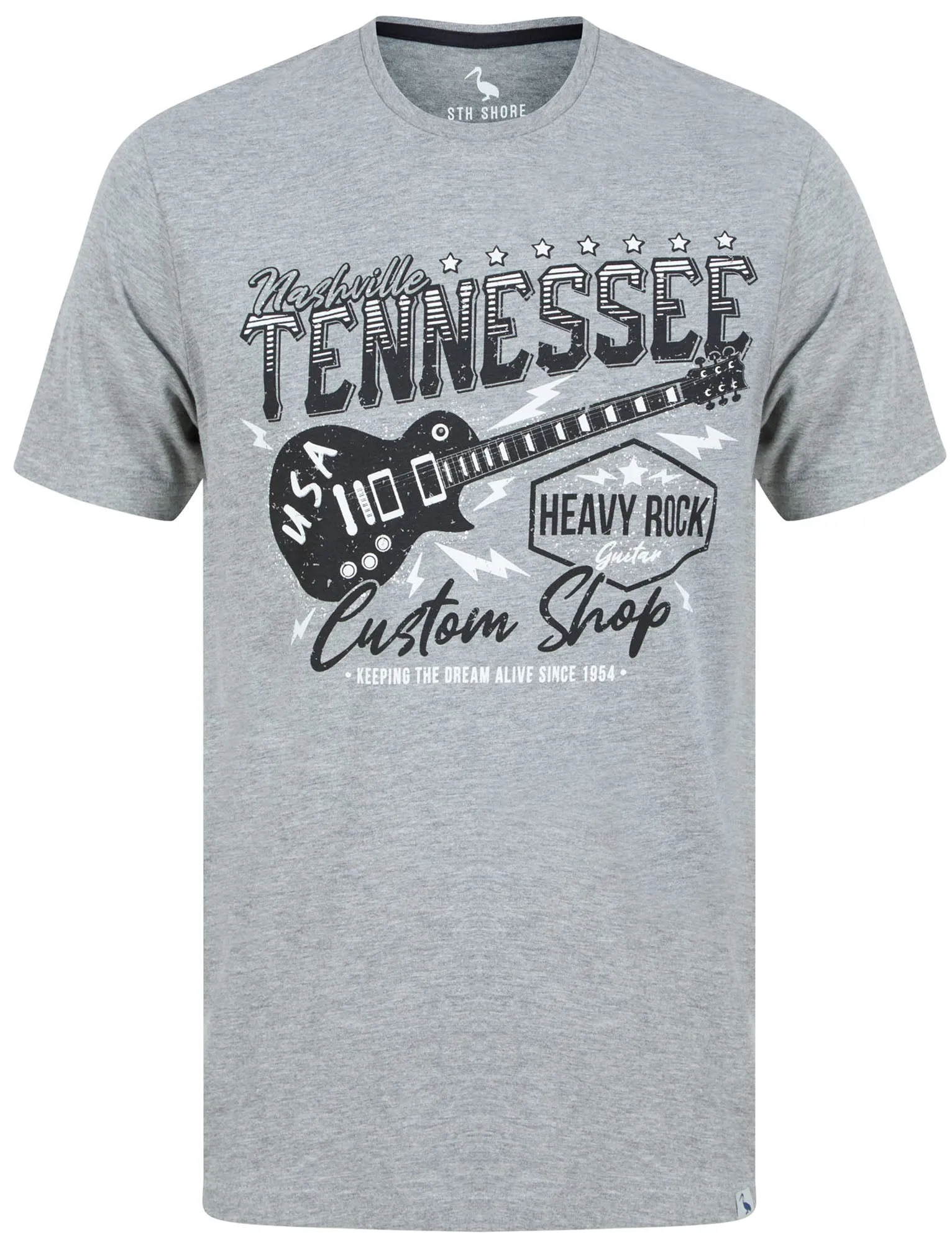 Tennessee Custom Shop Motif Cotton Jersey T-Shirt in Mid Grey Marl - South Shore sold by Tokyo Laundry