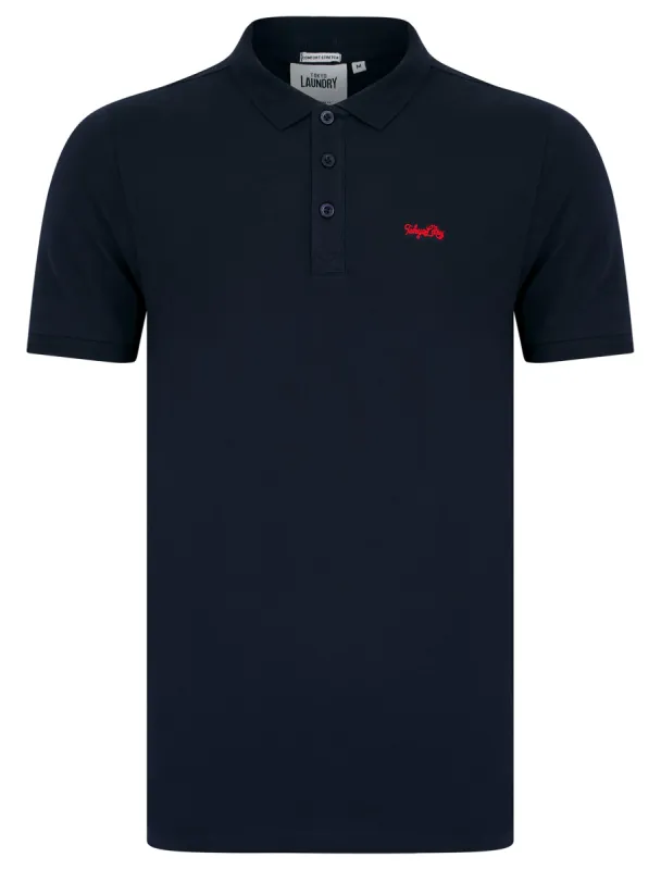 Mortimer 2 Signature Cotton Pique Polo Shirt in Sky Captain Navy - Tokyo Laundry sold by Tokyo Laundry