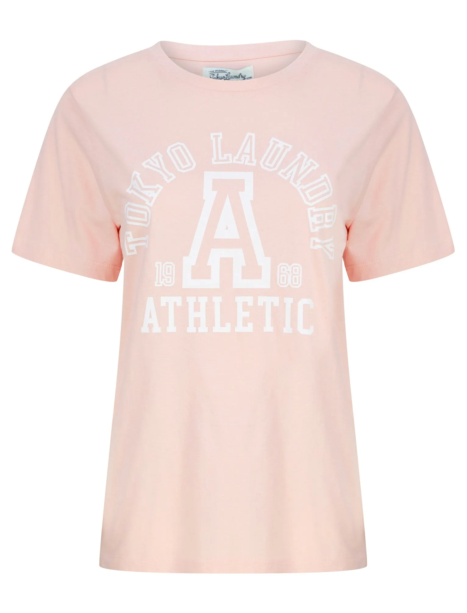 Athletic Motif Cotton Jersey T-Shirt in Peach - Tokyo Laundry sold by Tokyo Laundry