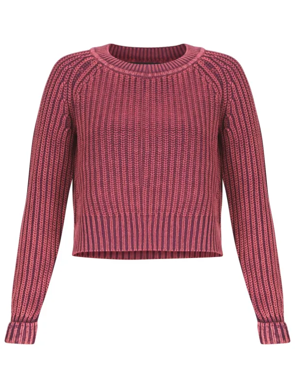 Womens Acid Wash Knitted Jumper in Potent Purple sold by Tokyo Laundry