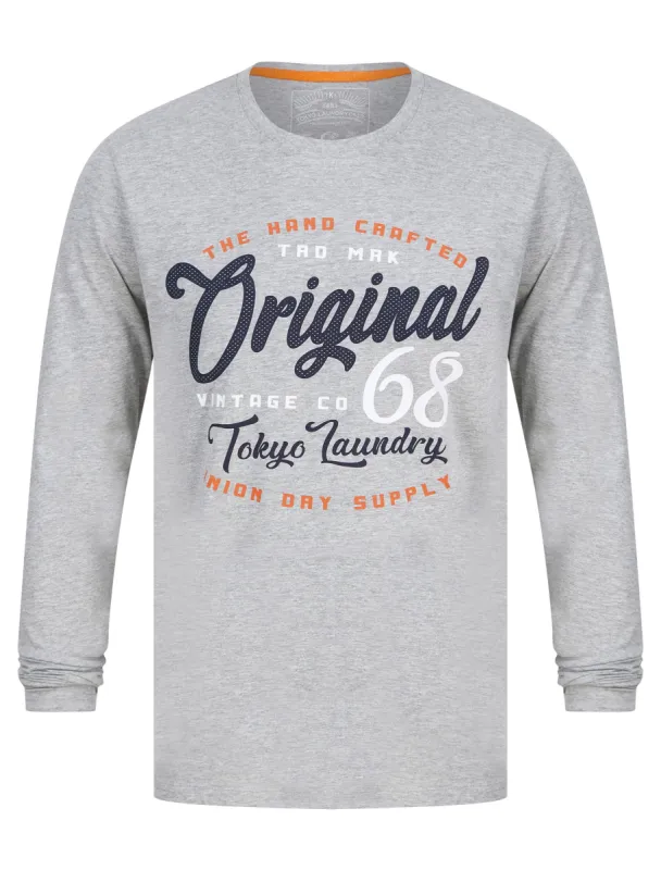 Theta Motif Cotton Jersey Long Sleeve Top in Light Grey Marl - Tokyo Laundry made by Tokyo Laundry