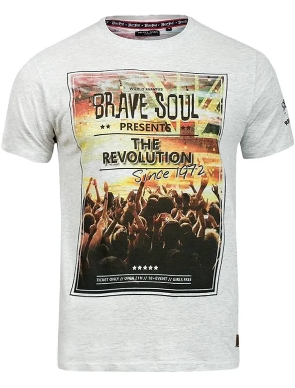 Party Graphic Print Crew Neck T-Shirt in Ecru Marl sold by Tokyo Laundry