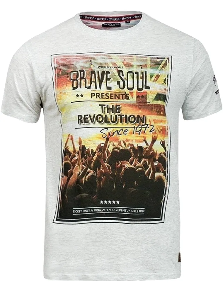 Party Graphic Print Crew Neck T-Shirt in Ecru Marl sold by Tokyo Laundry